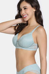 Zivame La Flamme Padded Non Wired 3/4th Coverage Lace Bra - Grey Mist — thumbnail 3